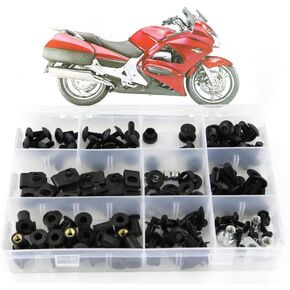 Xitomer Full Set Fairing Bolts Kits, Fit for 2002 2003 2004 2005 2006 2007 2008 2009 2010 2011 2012 2013 ST1300, Mounting Kits Washers/Nuts/Fastenings/Clips/Grommets (Matte Black)