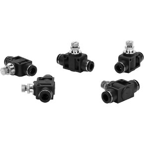 Air Flow Control Valve - 1/4" Tube OD x 1/4" Tube OD Straight Union Pneumatic Push to Connect Speed Regulator Valve (Pack of 5)