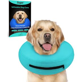 Supet Inflatable Dog Cone Collar Alternative After Surgery, Dog Neck Donut Collar Recovery E Collar to Stop Licking, Soft Dog Cone for Medium Large Dogs
