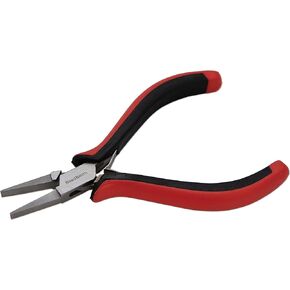 The Beadsmith Flat Nose Pliers, 5 inches (127mm) with Polished Steel Head, Ergonomic Comfort Grip Handle with Double-Leaf Spring