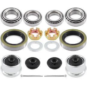 Jeemiter 2 Sets L68149 L44649 Boat Trailer Axle Hub Bearing Kit, Grease Seals, Spindle Nuts, 1.98" Dust Covers and Rubber Plugs, Cotter Pins,Washers for #84 Spindle