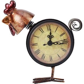 TOPINCN Retro Clock Home European Retro Chicken-Shaped Iron Clock Table Clock Home Decoration Crafts