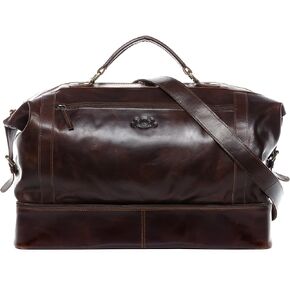 حقيبة سفر SID & VAIN مقصورة ذكية KINGSTON XL لعطلة نهاية الأسبوع من الجلد الحقيقي حقيبة واق من المطر حقيبة جلدية للرجال باللون البني in Kuwait