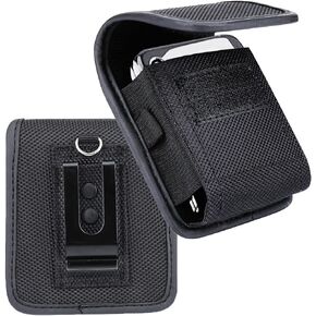 Belt Holster Phone Case for Galaxy Z Flip 3 5G, Z Flip 4 5, for Motorola Razr 5G, 40 Ultra, Razr Plus 2023, Flip Belt Clip Pouch Case, Nylon Holder Waist Carrying Hanging Case-Black