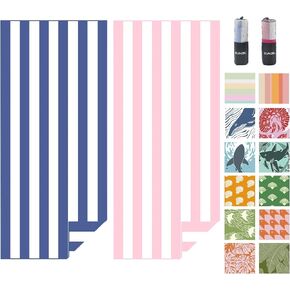 Eunzel 2 Pack Microfiber Beach Towel, Quick Dry Travel Towel Large Sand Free Towel for Beach, Camping, Swim Pool, Gym, Sports& Yoga 71"x32", Palm