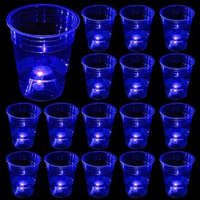 mishunyus (Blue) Glow Party Cups for Party Event Fun, 24 Glow in The Dark Cups,Party Decoration,House Parties Birthdays Concerts Weddings BBQ Beach Holidays