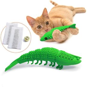 Ronton Cat Toothbrush Catnip Toy - Durable Hard Rubber - Cat Dental Care, Cat Interactive Toothbrush Chew Toy (1 Pack_Seahorse)
