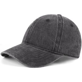 Zylio Small Size Washed Denim Baseball Cap,Petite Heads Plain Sports Cap,Adjustable Little Fade Dad Hat