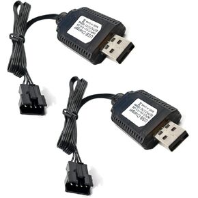 FainWan 2Pack 7.4V / 2 x 3.7V 400mA USB Charger Cable with SM-4P 4 pin Plug Compatible with Old Version UDI001 UDI008 UDI009 and HJ808 RC Boat Battery UDI001 USB 2