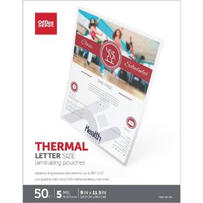 Office Depot® Brand Laminating Pouches, Letter Size, 5 Mil, Clear, Pack of 50