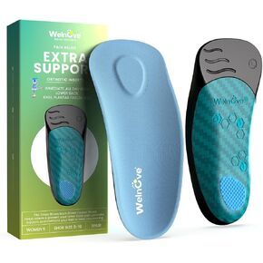 Welnove Plantar Fasciitis Insoles for Women - Arch Support Inserts Shock Absorbing Shoe Inserts for Flat Feet Plantar Fasciitis Relief - Shoe Insoles for Standing and Walking All Day.