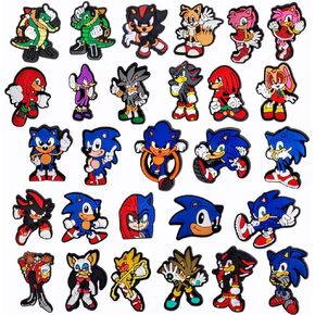 28 قطعة من حليات Roubeko Sonìc، حلية حذاء Sonìc، إكسسوارات حذاء القنفذ الساحرة، حلية لطيفة، حلية Sonìc للنساء والأطفال والبنات والأولاد والأطفال. in Kuwait