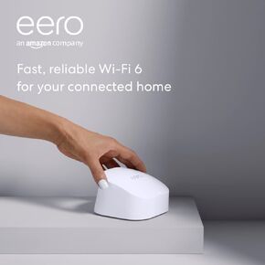 جهاز التوجيه Amazon eero 6 ثنائي النطاق الشبكي Wi-Fi 6 المُجدد المعتمد، مع محور المنزل الذكي Zigbee المدمج