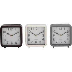 Deco 79 Traditional Metal Square Clock, Set of 3 5"W, 6"H, White