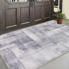 COMSLE Door Mat, Front Door Mat Indoor for Entrance Faux Wool Absorbent Non Slip Modern Throw Rug for Entryway Bedroom Muddy Paws - Pet Friendly, 47x71 Inches,Gray Machine Washable