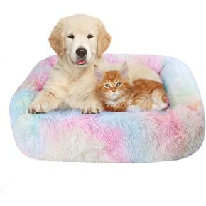 Lucky Monet Puppy Kitten Bed 16.9" x 13.8", Fluffy Calming Small Dog Cat Bed Washable Dog Beds with Sides Soft Dog Crate Bed for Sleeping (XS, Brown)