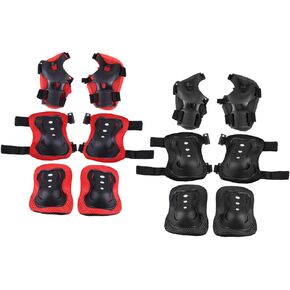 VANZACK 6pcs Knee Brace for Sports Adult Skateboard Kid Scooter Child Elbow Protection Kids Skateboards Roller Skates Accessories Black Cycling Protective Gear Elbow Pads Wristband Bike