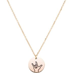 Ankiyabe Hand Gestures Necklace I Love You ASL Sign Language Necklaces Gift for Besties Sisters Best Friends Necklace