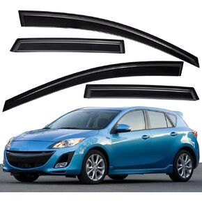 Lightronic WV94325 Outside-Mount Side Window Visors Deflectors Vent Rain Guards, Dark Smoke, 4-Pieces Set, Fits 2010-2013 Mazda 3 Hatchback (EXCLUDES Sedan)