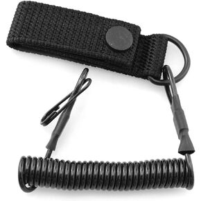 TAODAN Tactical Anti-Lost Elastic Lanyard Black Spiral Cable Coil Style Secure Spring Lanyard, Safety Strap Rope for Key Ring Chain Flashlight Hunting Accessories, Military Spring Rope