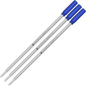 Lanier Combo Pack - 3 Pack - Monteverde® Soft Roll™ Ballpoint C13 Paste Ink Refill Compatible with Most Cross® Style Ballpoint Pens - Blue (Medium Tip 0.7mm)