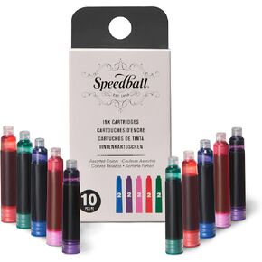Speedball 002906 Fountain Pen Ink Cartridges - Assorted Colors - Cartridges for Speedball Fountain Pens -10 Assorted Colors