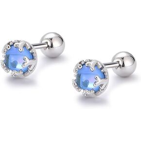 Moonstone Stud Earrings for Women Girls Tiny Opal Screw Back Earrings Hypoallergenic Birthstone Cartilage Earring Stud Tragus Piercing Earring Dainty Jewelry Gifts