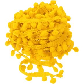 uxcell 20 Yards Pom Pom Ball Fringe Trim, Ribbon Sewing Accessory DIY Crafts for Home Curtain Clothes Pillow Decoration (8mm, Dark Yellow)