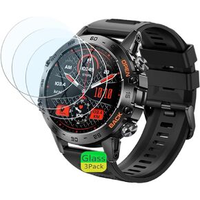 Compatible for SUNKTA K52 1.39" Military Smart Watch Screen Protector (3 Pack) 9H Tempered Glass Film Compatible for EIGIIS/PDDOEIL/ESFOE/LIGE/JUGEVI SmartWatch