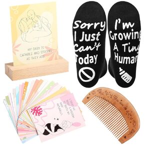 Pasimy 53 Pcs Pregnancy Gifts New Mom Affirmation Cards with Labor Comb Pregnancy Sock Labor Comb Birth Affirmation Card Block New Mom Gifts for Women Maternity Supplies After Birth Gender Reveal