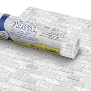 Fadeless Bulletin Board Paper, Fade-Resistant Paper for Classroom Decor, 48" x 12’, White Brick, 1 Roll