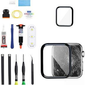 LMDGDS for Apple Watch 4/5/6/SE/SE2 44mm Screen Glass Replacement Front Outer Lens Waterproof Adhesive Repair Glue and Lamp (NO LCD & Digitizer) Repair Kit (Apple Watch Series 4/5/6/SE/SE2)