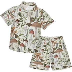 Little & Big Boy's Button Down Hawaiian Shirts and Shorts Set Toddler Baby Boy Outfit Summer Clothing 3T Day Dead Sugar Skull