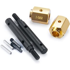 RC Portal Drive Stub Axle 14.5mm Extension Brass Hex Adaptor Set for 1/10 Scale RC Crawler Car TRX4 Upgrades