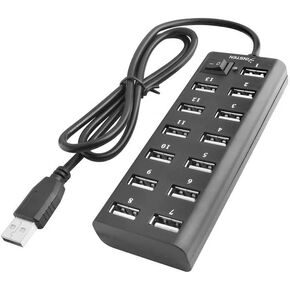 SaiDian 1Pcs 13 Port USB 2.0 Hub High Speed USB Hub Expansion Splitter Strip On/Off Switch for PC Laptop