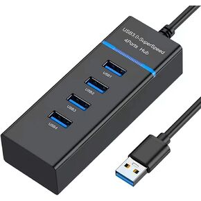USB Hub 4 Port USB 3.0 Data Hub for Mobile SSD, MacBook, Mac Pro/Mini, iMac, Chromebook, Surface Pro, USB Flash Drives, Notebook PC, XPS, and More