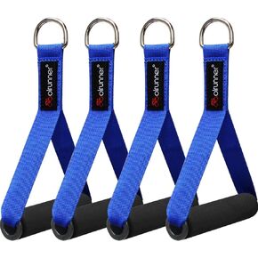 Coolrunner 2 Pair Resistance Band Handles Grips Fitness Strap Wide Design Heavy Duty Cable Handles with Solid ABS Cores, Heavy Gauge Welded D-Rings (4-Piece Set)