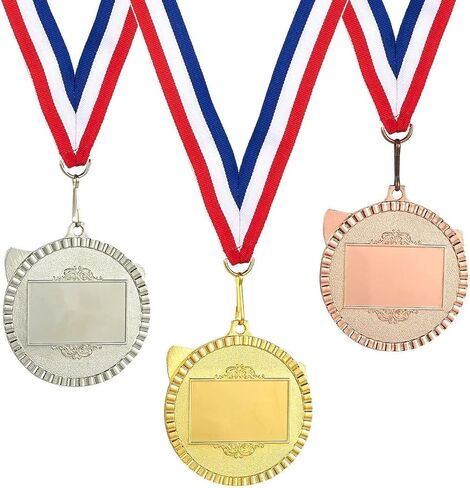 Juvale 3-Piece Award Medals Set, Table Tennis Gold, Silver, Bronze Medals for Ping Pong Games, Competitions, Party Favors, 2.3 Inches in Diameter with 32-Inch Ribbon in Saudi Arabia