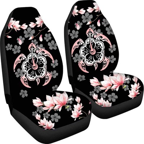 FOR U DESIGNS Sea Turtle Print Car Seat Covers Full Set Front Seat Protection for Most Cars,Auto,SUV,Trucks,Hibiscus Flowers Print Bucket Seat Covers,Blue,2 Pack in Saudi Arabia