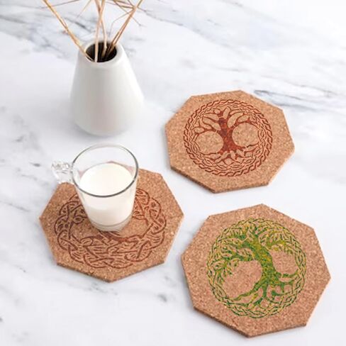 36 قطعة من استنسل شجرة الحياة، استنسلات شجرة مستديرة قابلة لإعادة الاستخدام مقاس 10.16 سم للرسم على الخشب والبلاستيك ورسم شجرة طبيعية لأعمال صناعة الأكواب القماشية (شجرة) in Kuwait