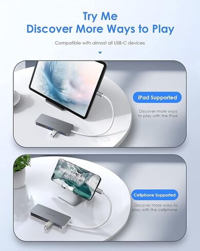 LENTION 5-in-1 USB-C Hub, USB3.0, Card Reader, 1ft Cable, Multiport Adapter in Kuwait