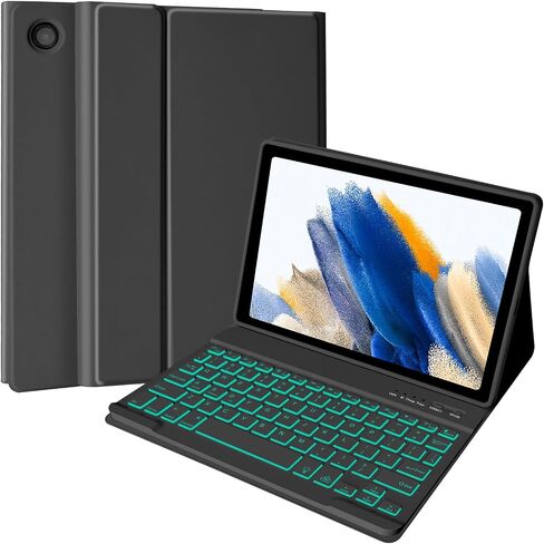 MMK Samsung Galaxy Tab A8 Cases with Keyboard 10.5 inch, Backlit Bluetooth Wireless Keyboard, Slim Lightweight Stand Case with Keyboard for Galaxy Tab A8 10.5 inch (SM-X200/X205/X207) - Pink in Saudi Arabia