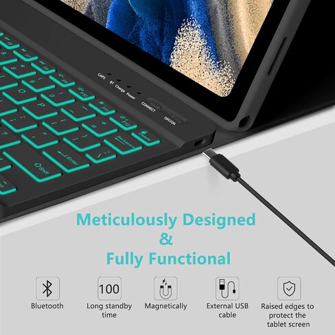 MMK Samsung Galaxy Tab A8 Cases with Keyboard 10.5 inch, Backlit Bluetooth Wireless Keyboard, Slim Lightweight Stand Case with Keyboard for Galaxy Tab A8 10.5 inch (SM-X200/X205/X207) - Pink in Saudi Arabia