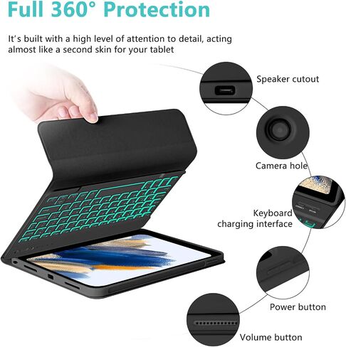 MMK Samsung Galaxy Tab A8 Cases with Keyboard 10.5 inch, Backlit Bluetooth Wireless Keyboard, Slim Lightweight Stand Case with Keyboard for Galaxy Tab A8 10.5 inch (SM-X200/X205/X207) - Pink in Saudi Arabia