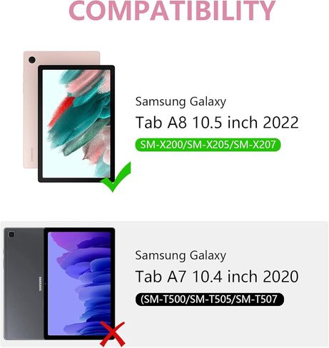 حافظات MMK Samsung Galaxy Tab A8 مع لوحة مفاتيح 10.5 بوصة، لوحة مفاتيح لاسلكية بلوتوث بإضاءة خلفية، حافظة رفيعة خفيفة الوزن مع لوحة مفاتيح لجهاز Galaxy Tab A8 10.5 بوصة (SM-X200/X205/X207) - وردي in Kuwait