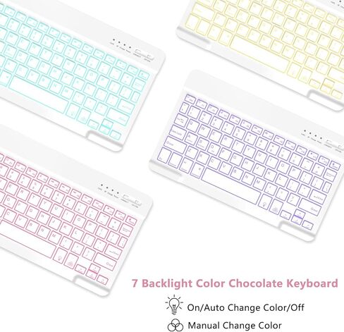 حافظات MMK Samsung Galaxy Tab A8 مع لوحة مفاتيح 10.5 بوصة، لوحة مفاتيح لاسلكية بلوتوث بإضاءة خلفية، حافظة رفيعة خفيفة الوزن مع لوحة مفاتيح لجهاز Galaxy Tab A8 10.5 بوصة (SM-X200/X205/X207) - وردي in Kuwait