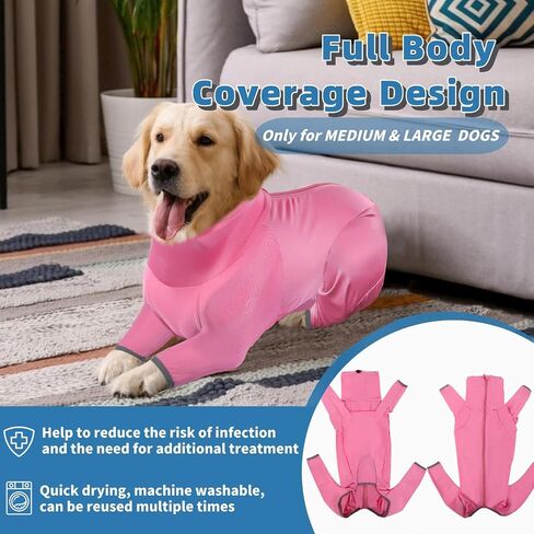 Surgery Suit for Dogs, Quick Drying Dog Onesie for Surgery, Long Sleeve Anti-Licking Dog Cone Alternative for Abdominal Wounds, Dog Pajamas Pet Shedding Suit for Medium Large Dogs in Saudi Arabia