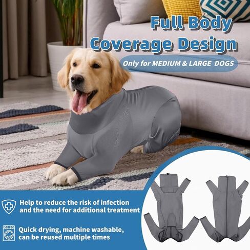 بدلة جراحية للكلاب، ملابس داخلية للكلاب سريعة الجفاف لإجراء العمليات الجراحية، بديل مخروطي للكلاب طويل الأكمام مضاد لللعق لجروح البطن، بيجامة للكلاب بدلة تساقط للحيوانات الأليفة للكلاب المتوسطة والكبيرة in Kuwait