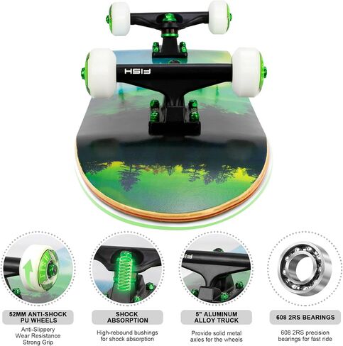 Skateboards for Teens Girls ，Skateboards for Adults 8 Layer 31 Inch Canadian Maple Double Kick Deck Concave Cruiser Trick Skate Board in Saudi Arabia