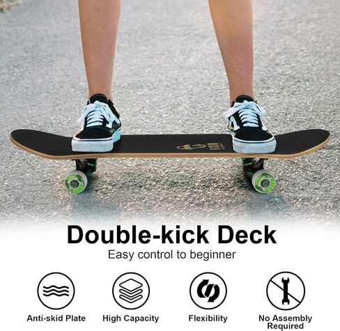 Skateboards for Teens Girls ，Skateboards for Adults 8 Layer 31 Inch Canadian Maple Double Kick Deck Concave Cruiser Trick Skate Board in Saudi Arabia